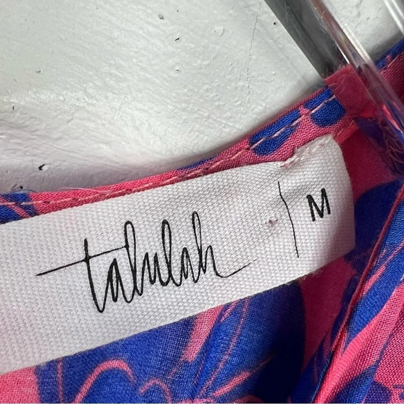 TALULAH Pink & Blue Floral Layered tiered Ruffle Dress | Size Medium - Picture 3 of 8